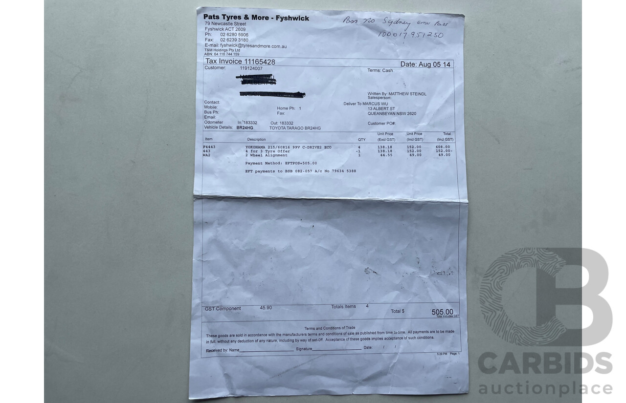 03/04 Toyota Tarago GLi FWD ACR30R 4D Wagon Silver 2.4L