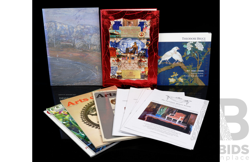Collection Items Including Six Furniture Historical Society Magazines, Two Arts of Asia Magazines, Mossgreen & Theodore Bruce Auction Catalogues and More