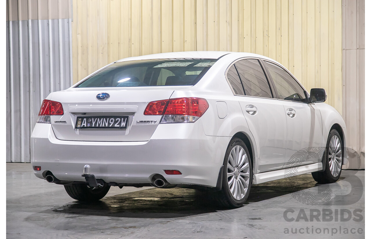 7/2011 Subaru Liberty 2.5i GT Premium (AWD) MY11 4d Sedan Pearl White Turbo 2.5L
