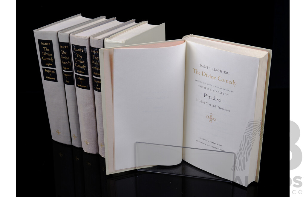 Complete Set Six Volumes, Bollingen Series, Dante Alighieri, the Divine Comedy, Charles S Singlton, Princton University Press, 1975, Cloth Bound Hardcovers
