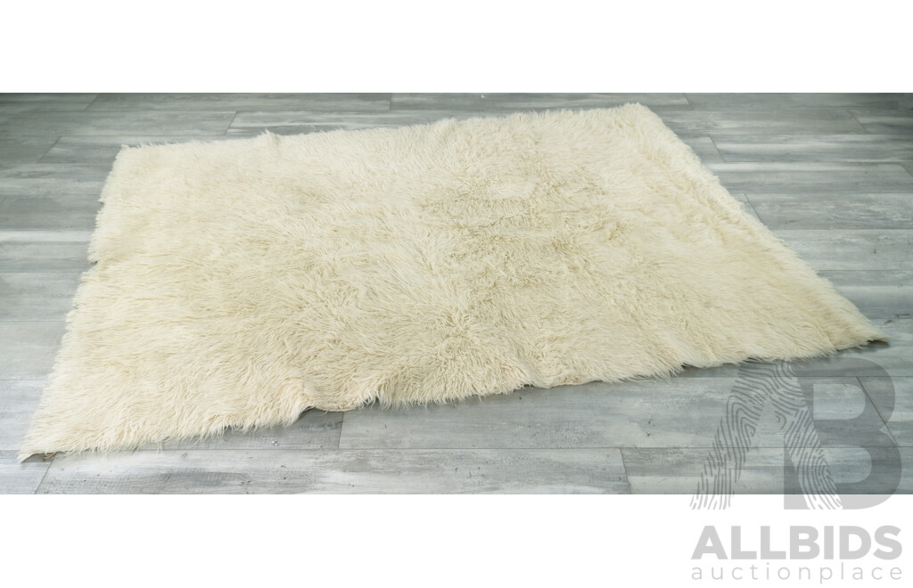 Mid Century Hand Woven Wool Flokati Shag Pile Rug