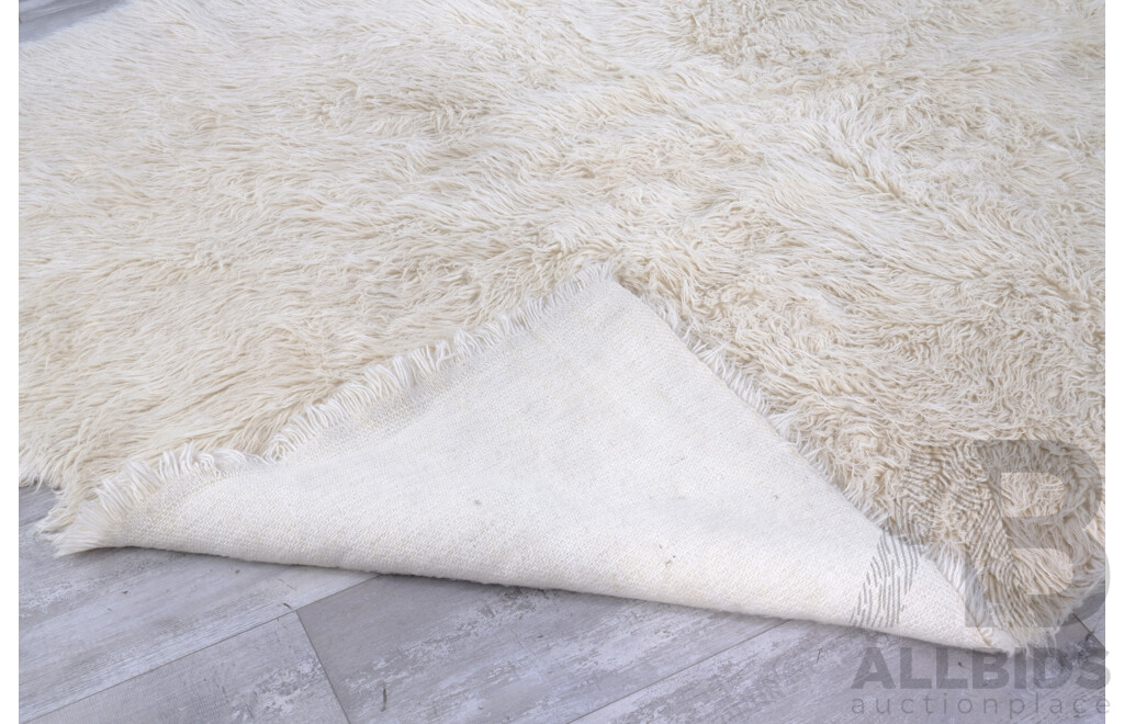 Mid Century Hand Woven Wool Flokati Shag Pile Rug