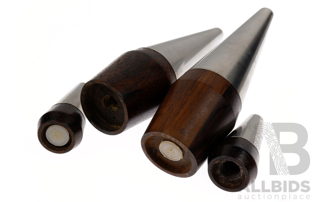 Set Four Retro Scanli Danish Steel and Teak Salt & Pepper Shakers
