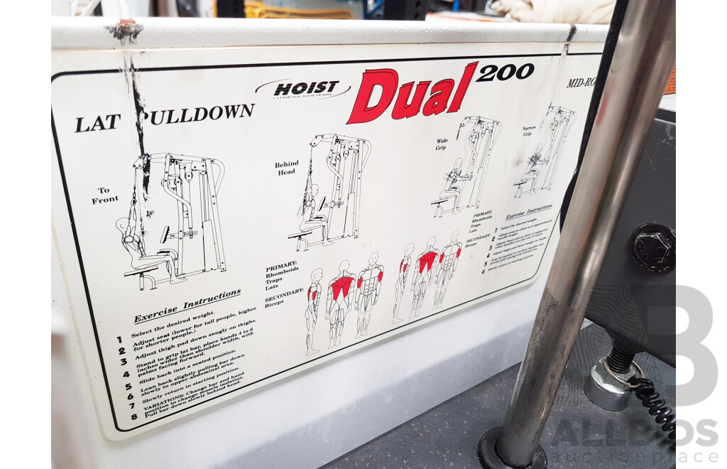 Hoist Dual 200 Lat Pulldown/Mid Row Combo Machine