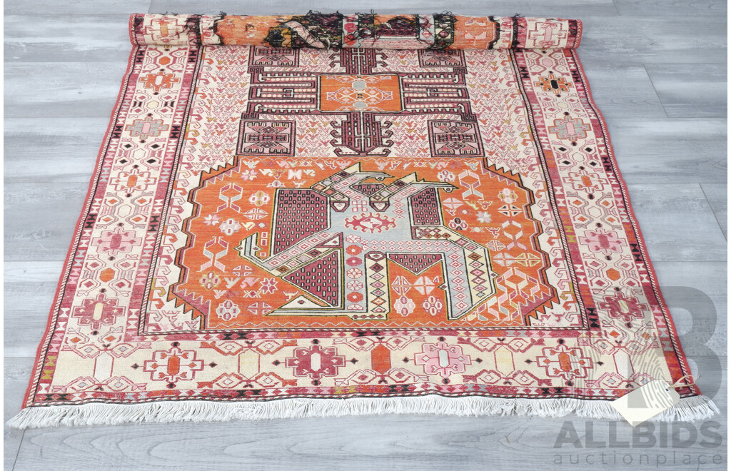 Hand Woven Silk & Cotton Turkish Soumak Kilim by Haksel Hali