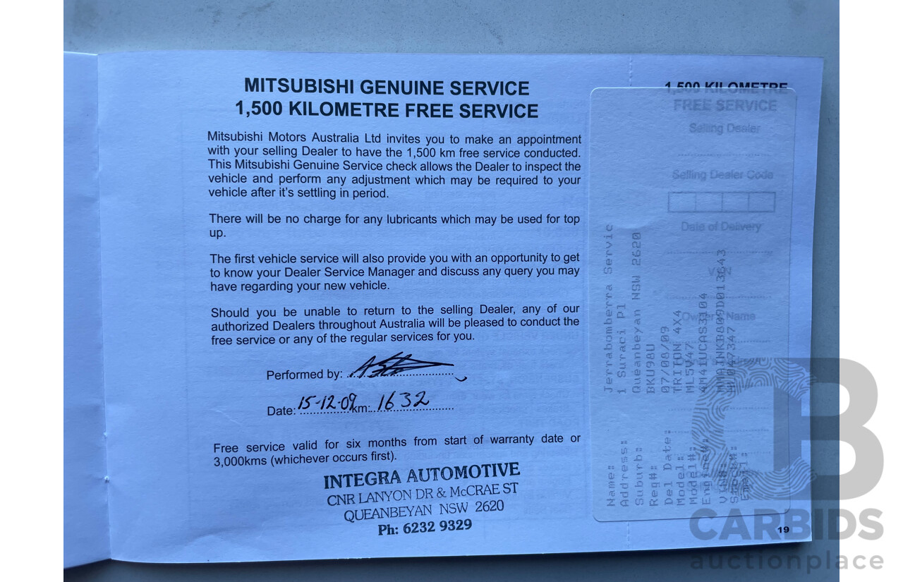 07/09 Mitsubishi Triton GLX-R (4x4) 4x4 ML MY09 Double Cab Utility Black 3.2L