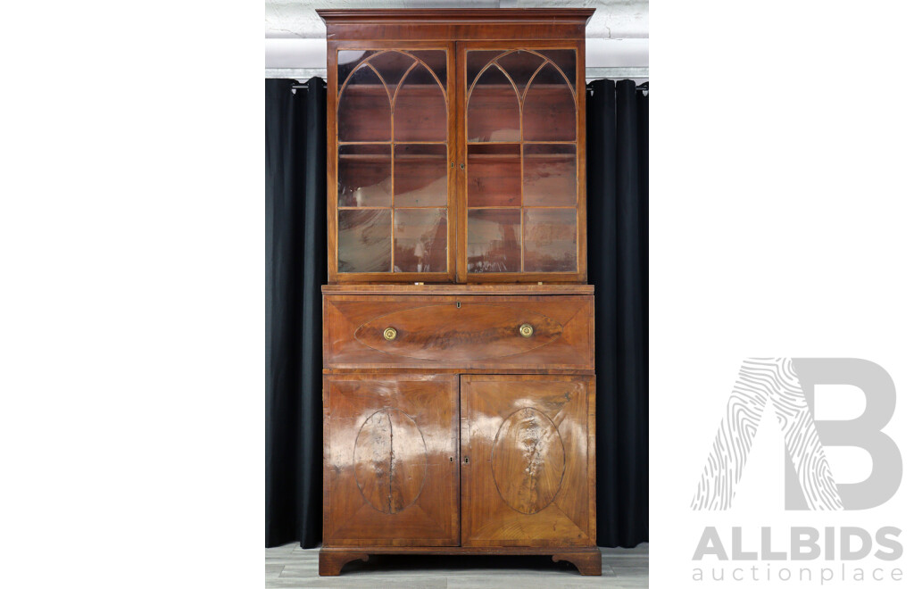 Early Georgian Mahogany Bureau Bookcase