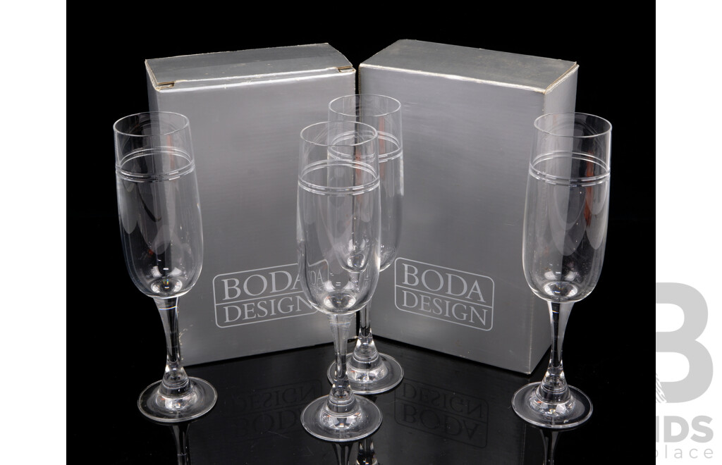 Two Pairs of Boda Design Champagne Flutes in Original Boxes