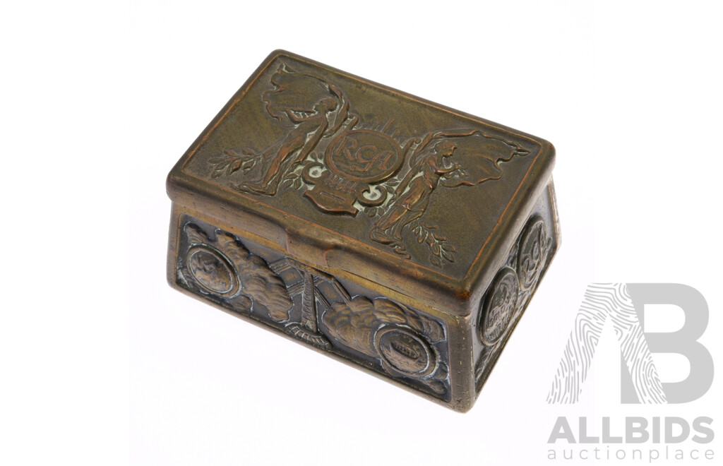 Rare Antique RCA Worldwide Wireless Brass Box with Hinged Lid, Circa 1920s