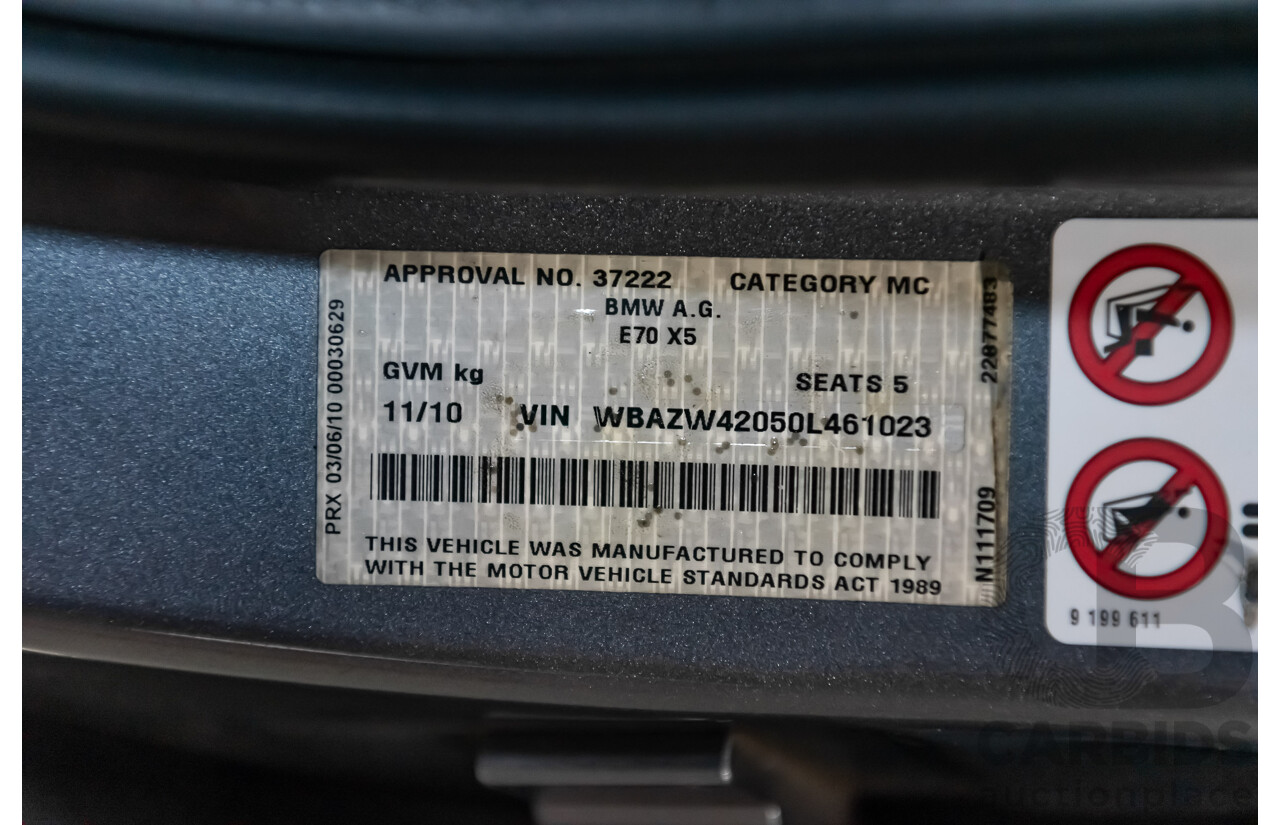 11/2010 Bmw X5 Xdrive 30d (4x4) E70 MY10 4d Wagon Metallic Grey Turbo Diesel 3.0L