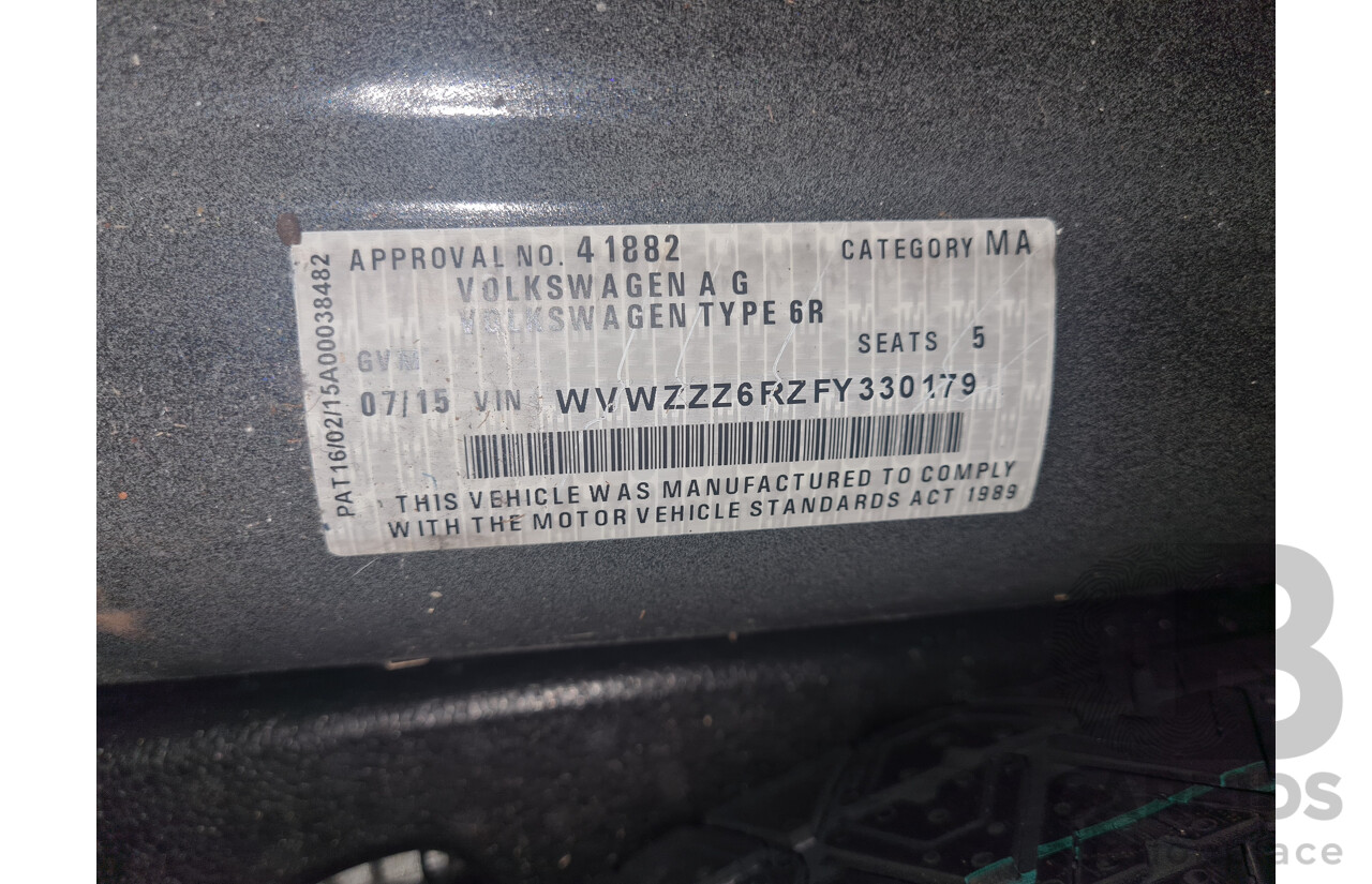 5/2015 Volkswagen Polo GTi 6R MY15 5d Hatchback Metallic Black Turbo 1.8L