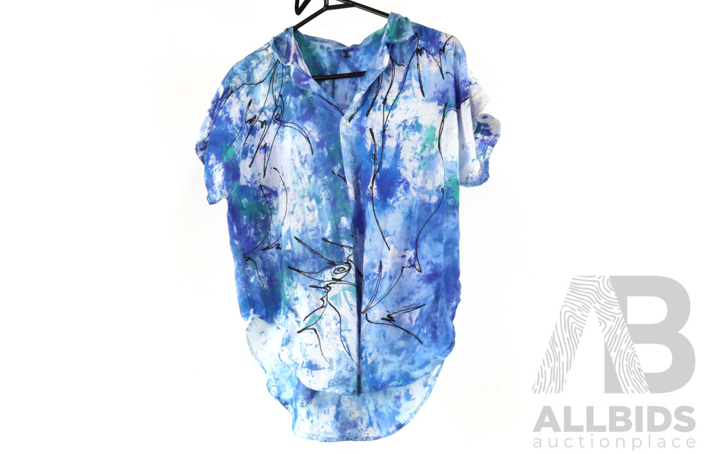 Nicolai Michoutouchkine (Russia/Vanuatu 1929-2010), Two Hand-Painted Shirts, C1980s, Ink/Dye on Cotton (2)