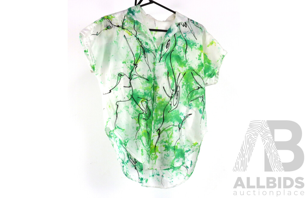 Nicolai Michoutouchkine (Russia/Vanuatu 1929-2010), Two Hand-Painted Shirts, C1980s, Ink/Dye on Cotton (2)