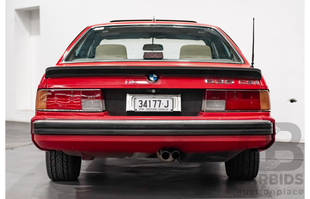 1/1989 BMW 635 CSi Highline E24 Series 3 2d Coupe Cinnabar Red 3.4L - Australian Delivered