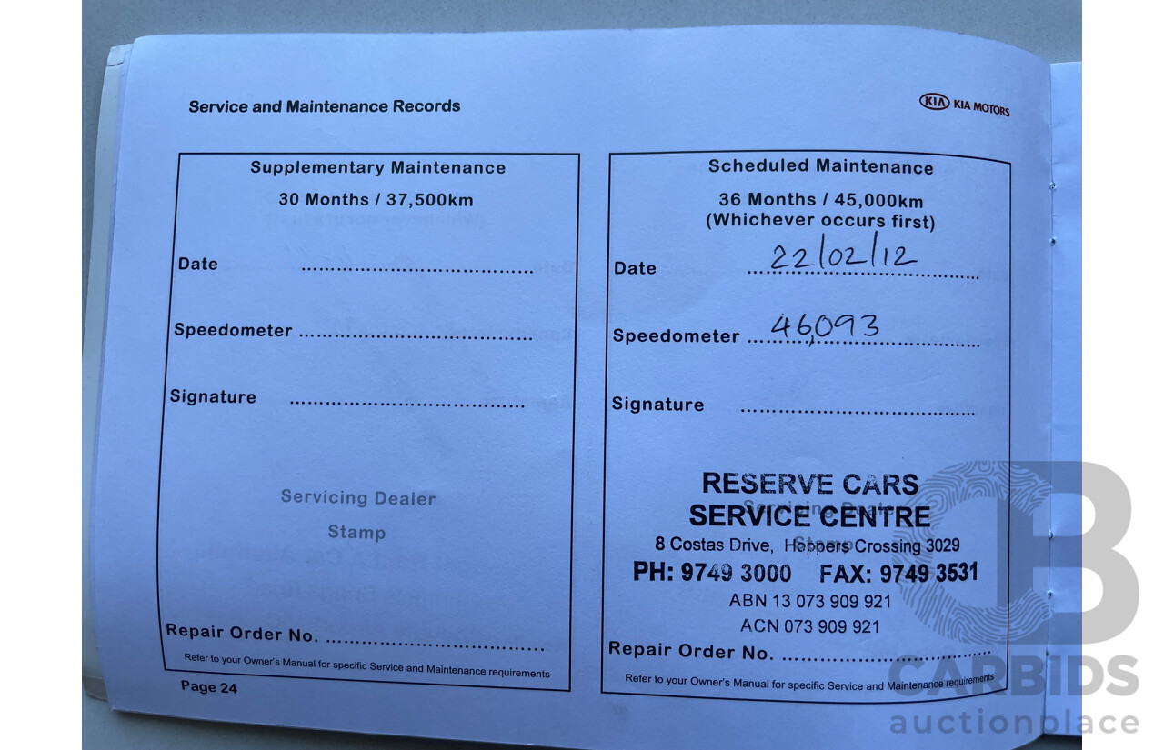 06/10 Kia Grand Carnival Si FWD VQ MY11 4D Wagon White 3.5L