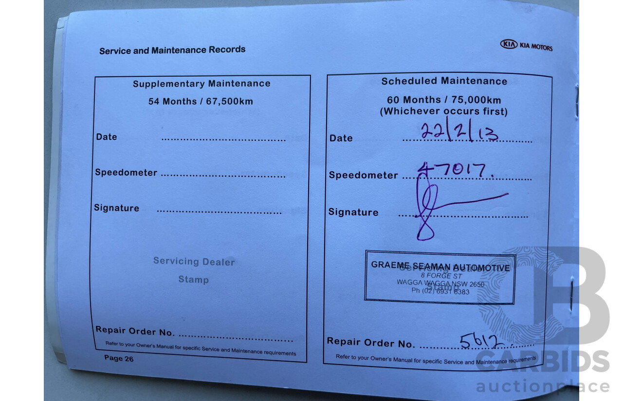 06/10 Kia Grand Carnival Si FWD VQ MY11 4D Wagon White 3.5L