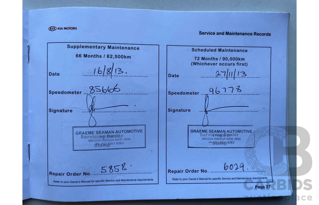 06/10 Kia Grand Carnival Si FWD VQ MY11 4D Wagon White 3.5L