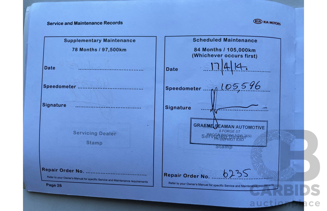 06/10 Kia Grand Carnival Si FWD VQ MY11 4D Wagon White 3.5L