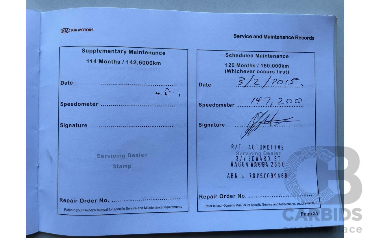 06/10 Kia Grand Carnival Si FWD VQ MY11 4D Wagon White 3.5L