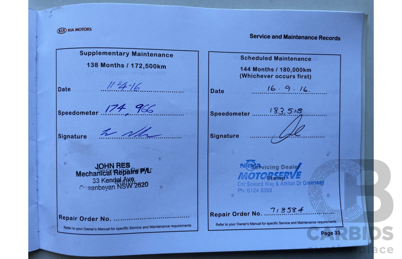 06/10 Kia Grand Carnival Si FWD VQ MY11 4D Wagon White 3.5L