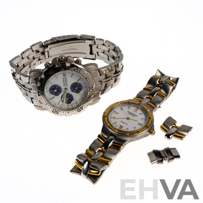 Krug-Baumen Sports Master Chronograph Watch Serviced in Original Presentation Box with Krug-Baumen Diamond Regatta Watch