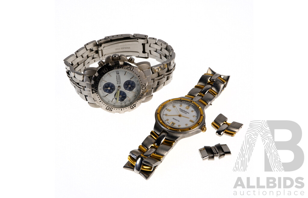 Krug-Baumen Sports Master Chronograph Watch Serviced in Original Presentation Box with Krug-Baumen Diamond Regatta Watch