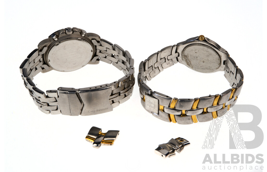 Krug-Baumen Sports Master Chronograph Watch Serviced in Original Presentation Box with Krug-Baumen Diamond Regatta Watch