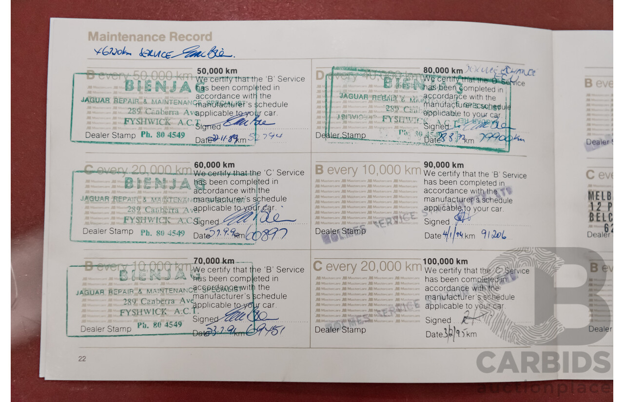 12/1985 Jaguar XJ6 Sovereign 4.2 4d Sedan Cranberry Red 4.2L