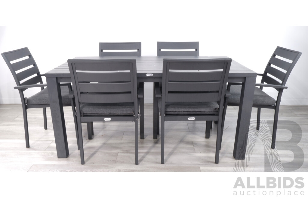 Royalle 'Adele' Metal Outdoor Dining Table with Six 'Twain' Chairs