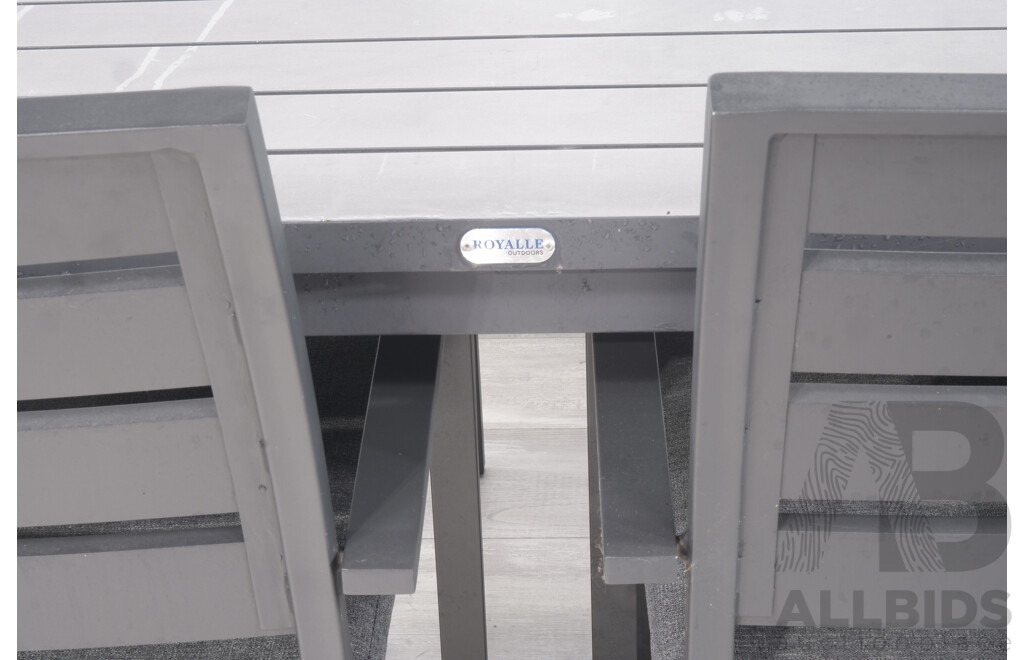 Royalle 'Adele' Metal Outdoor Dining Table with Six 'Twain' Chairs