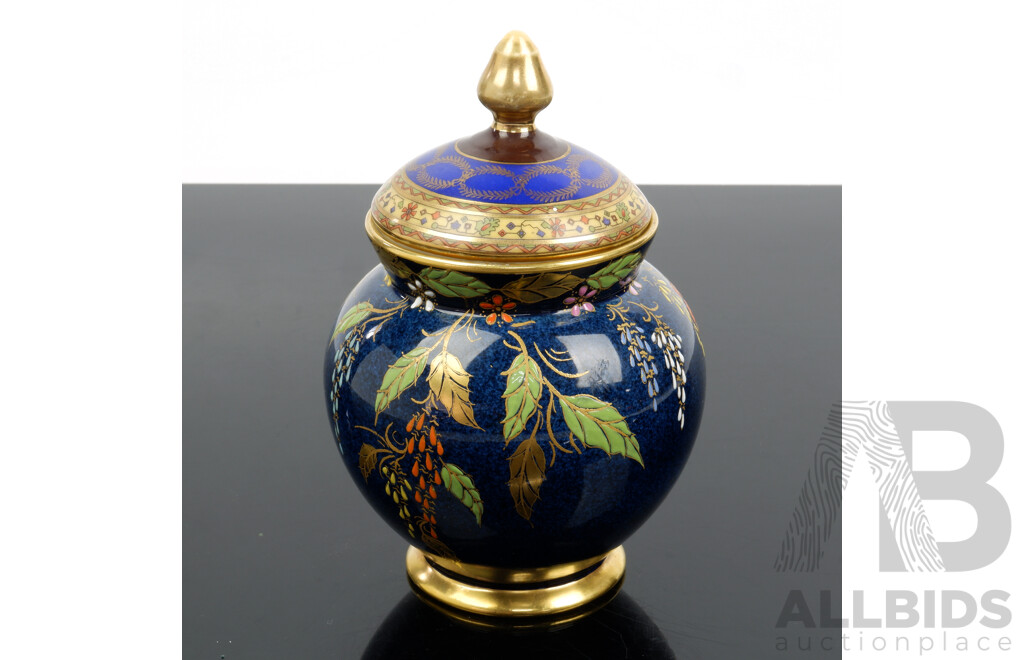 Vintage Carltonware Porcelain Shape 1154 Vase with Leaf and Catkins Pattern with Another Lid