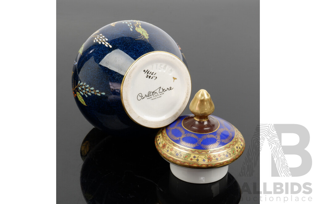 Vintage Carltonware Porcelain Shape 1154 Vase with Leaf and Catkins Pattern with Another Lid
