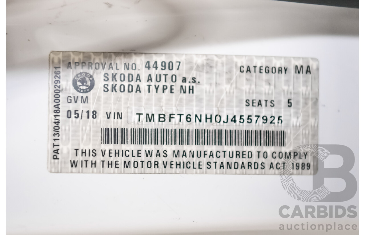 5/2018 Skoda Rapid Spaceback Style 92 TSI NH MY18 4d Wagon White Turbo 1.4L