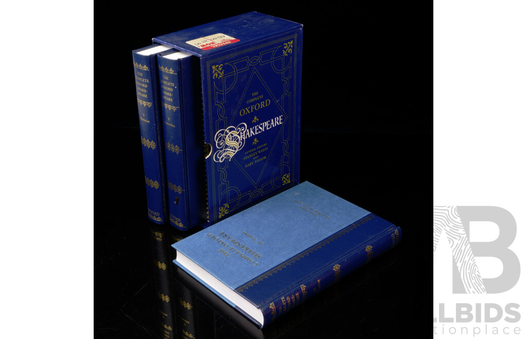 Three Volume Set in Slip Case, the Complete Oxford Shakespeare, Oxford Uni Press, 1990, Cloth Bound Hardcovers