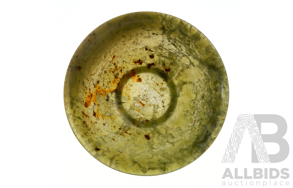 Vintage Chinese Spinach Jade Translucent Dish