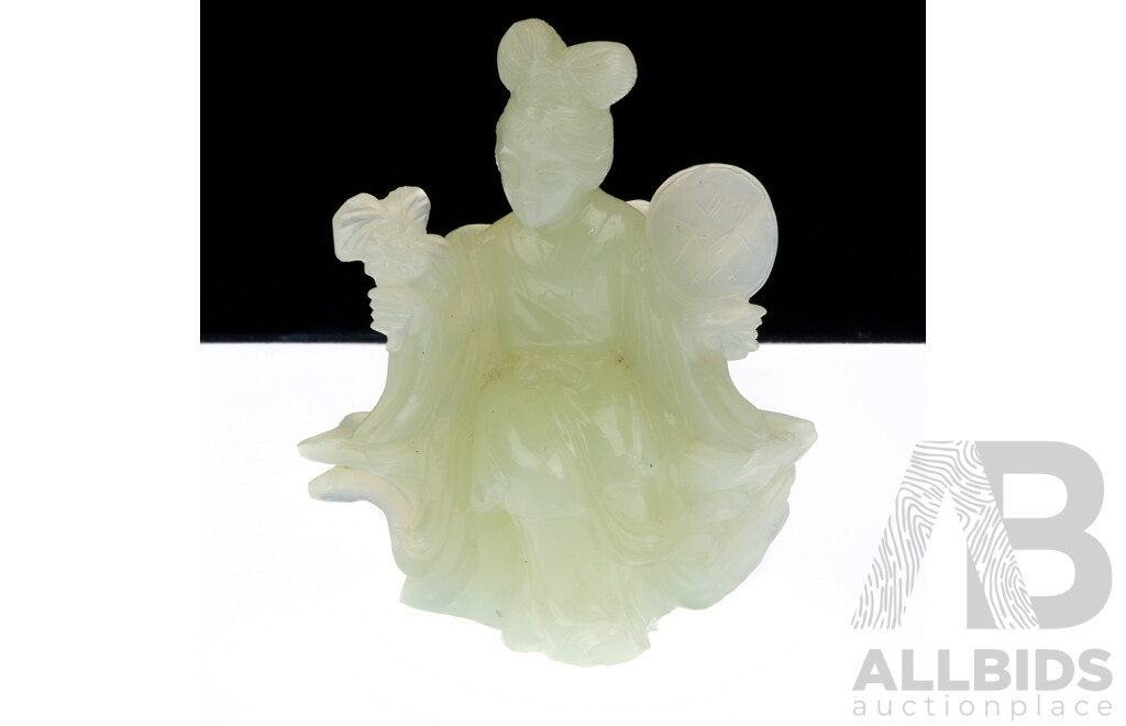 Vintage Chinese Carved Serpentine Quan Yi Figure