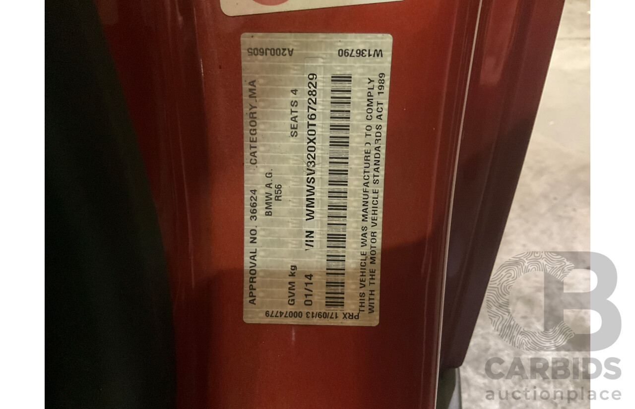 1/2014 Mini Cooper S R56 MY13 2d Hatchback Metallic Orange Turbo 1.6L