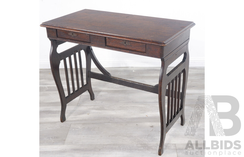 Late Edwardian Mahogany Two Drawer Ladies Desk