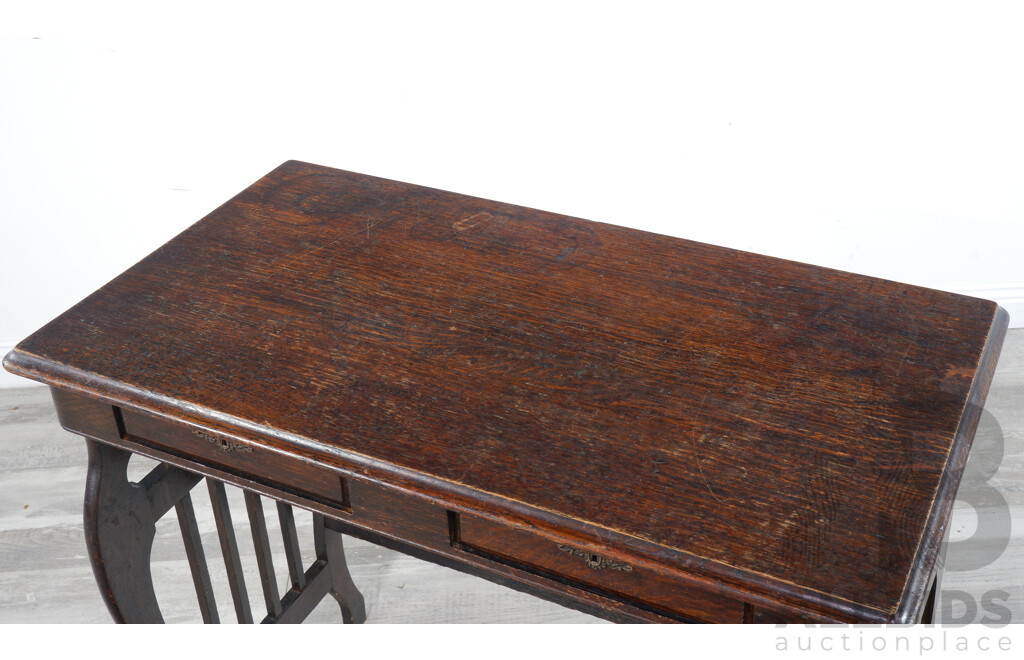 Late Edwardian Mahogany Two Drawer Ladies Desk