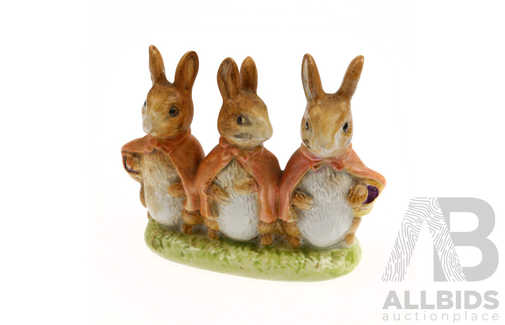 Vintage Beswick England Beatrix Potter Flopsy, Mospy & Cottontail Porcelain Figure