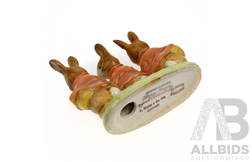 Vintage Beswick England Beatrix Potter Flopsy, Mospy & Cottontail Porcelain Figure