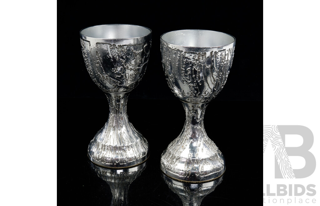 Pair Aluminum Don Shiel Style Goblets