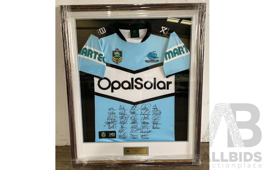 Cronulla Sharks 2018 Full Squad Signed & Framed Jersey