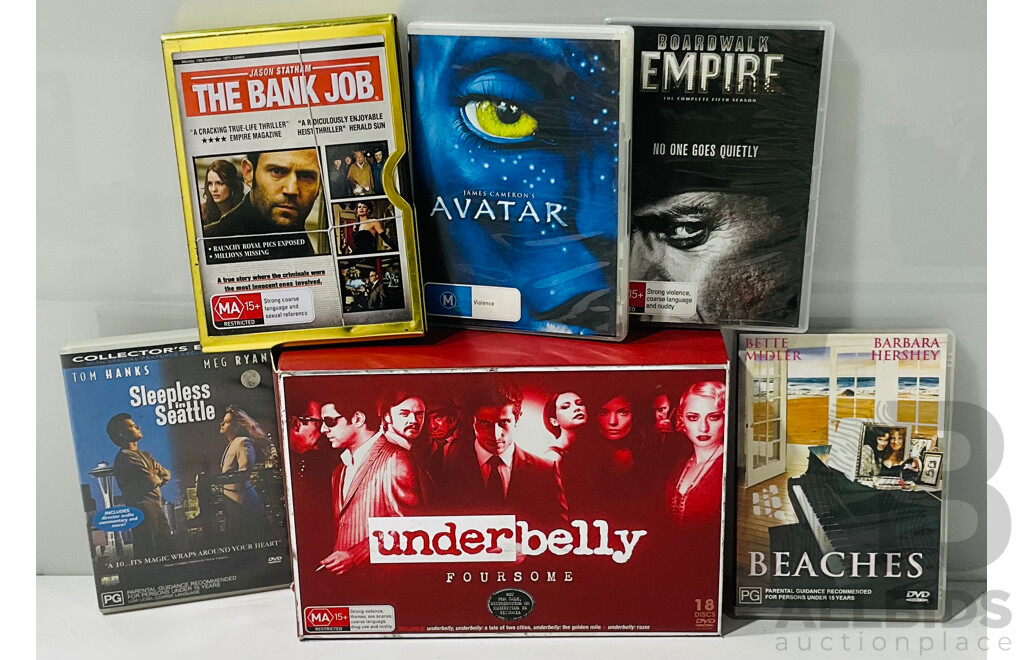 Collection of DVDs Including Eighteen Discs of All Four Seasons of Underbelly, Avatar and More