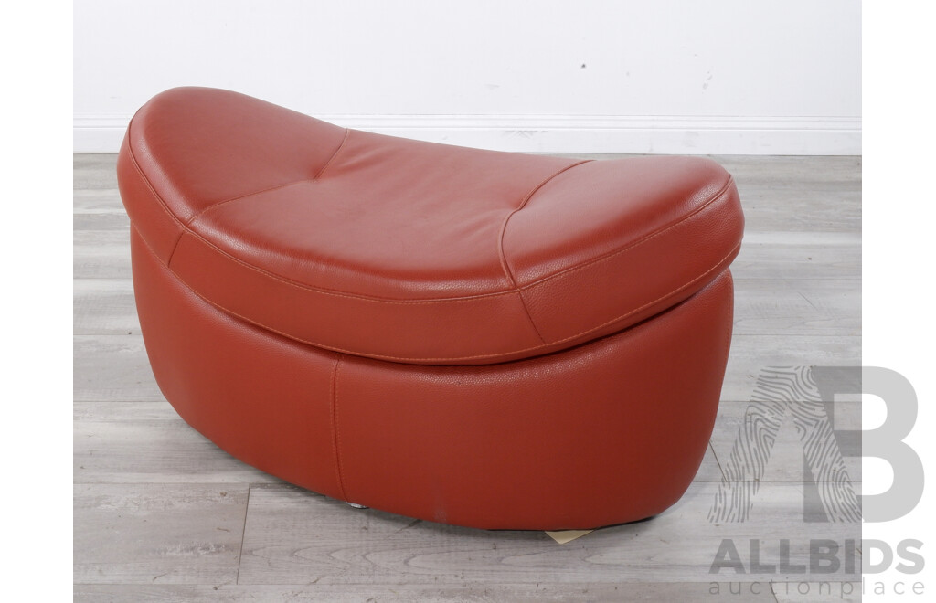 Modern Burnt Orange Leather Ottoman