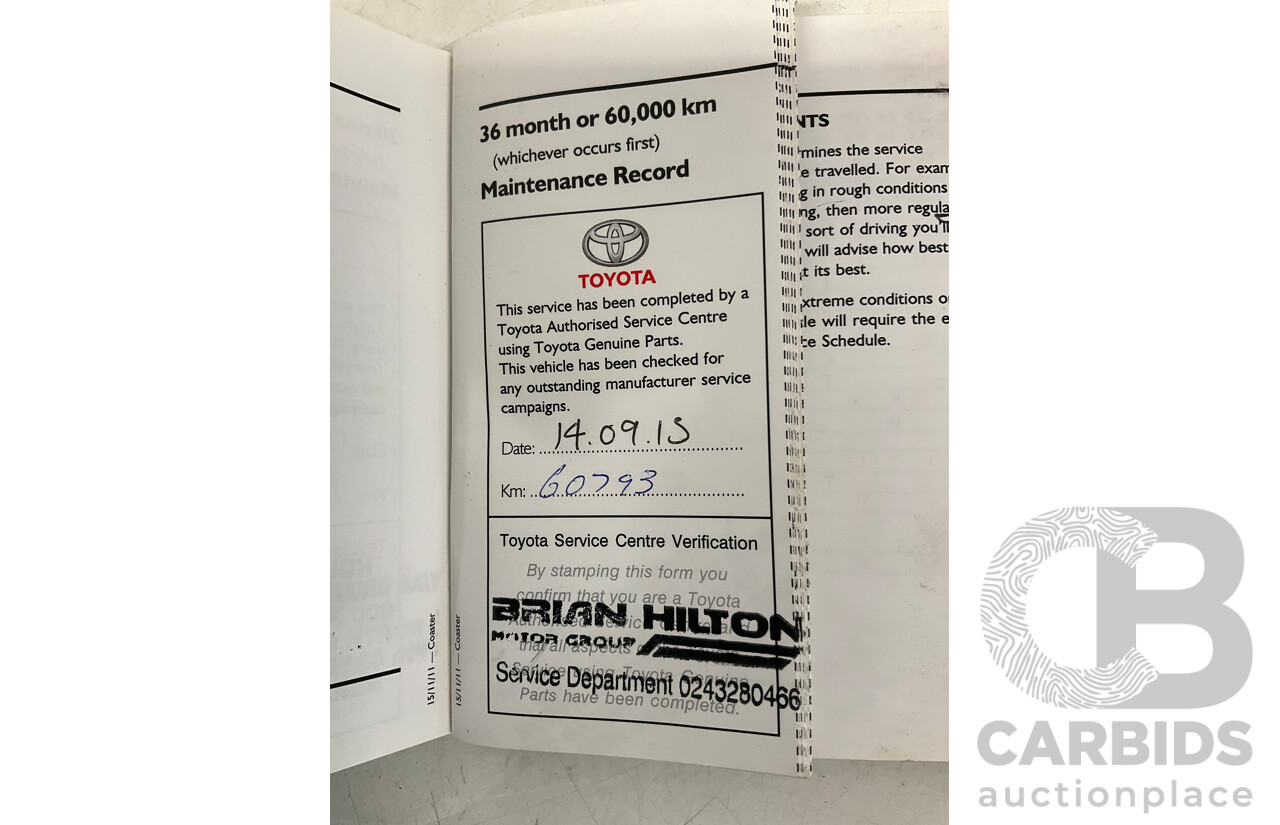 12/2011 Toyota Coaster XZB50R 21 Seater Bus White Turbo Diesel 4.0L