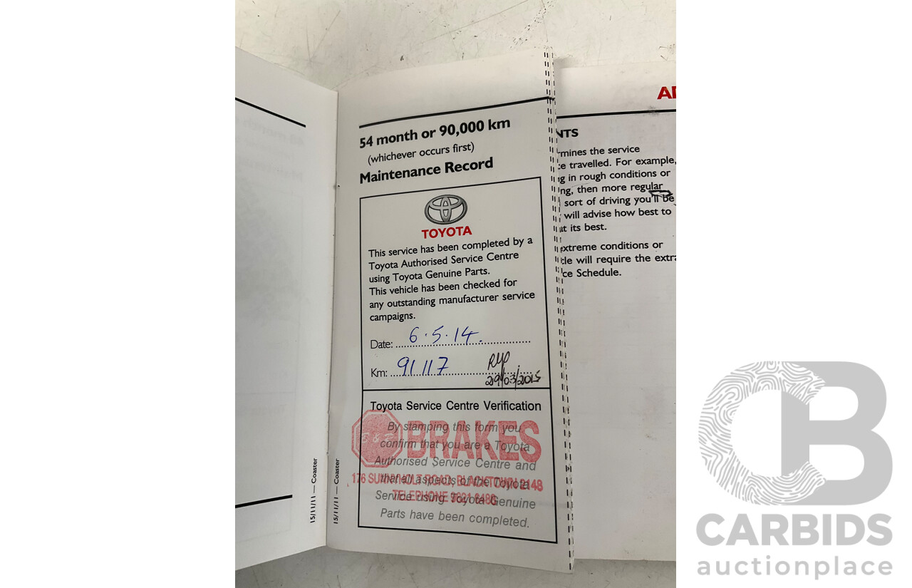 12/2011 Toyota Coaster XZB50R 21 Seater Bus White Turbo Diesel 4.0L