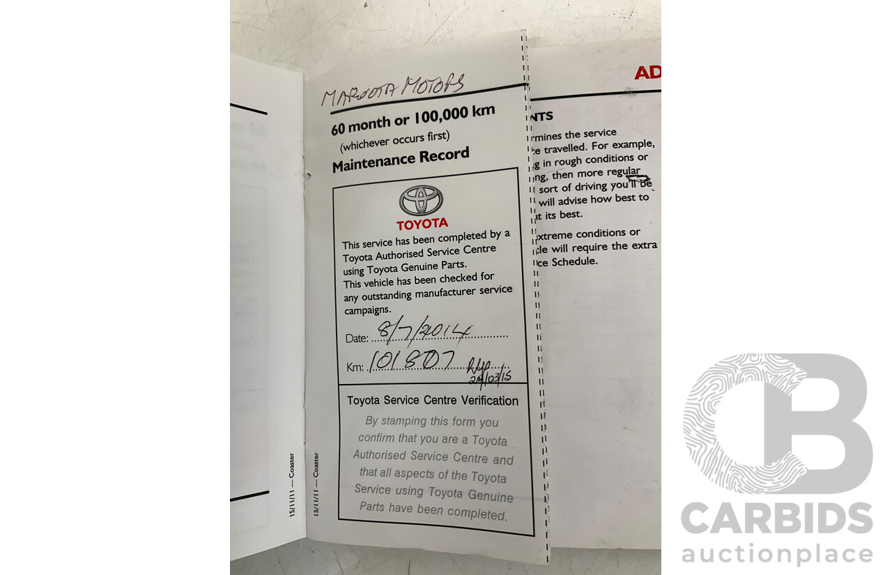 12/2011 Toyota Coaster XZB50R 21 Seater Bus White Turbo Diesel 4.0L