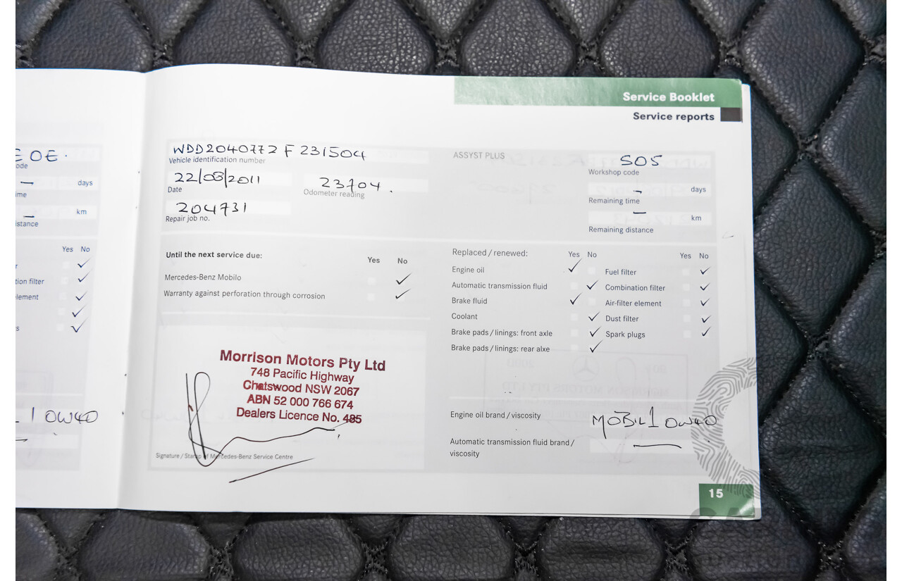 9/2008 Mercedes Benz C63 AMG W204 4d Sedan Palladium Silver Metallic V8 6.3L