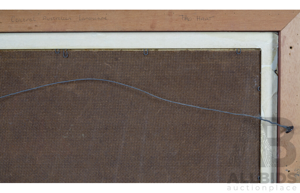 Pro Hart, (20th Century, Australian, 1928-2006), Central Australian Landscape, Oil on Masonite,  45 X 49 Cm (frame)